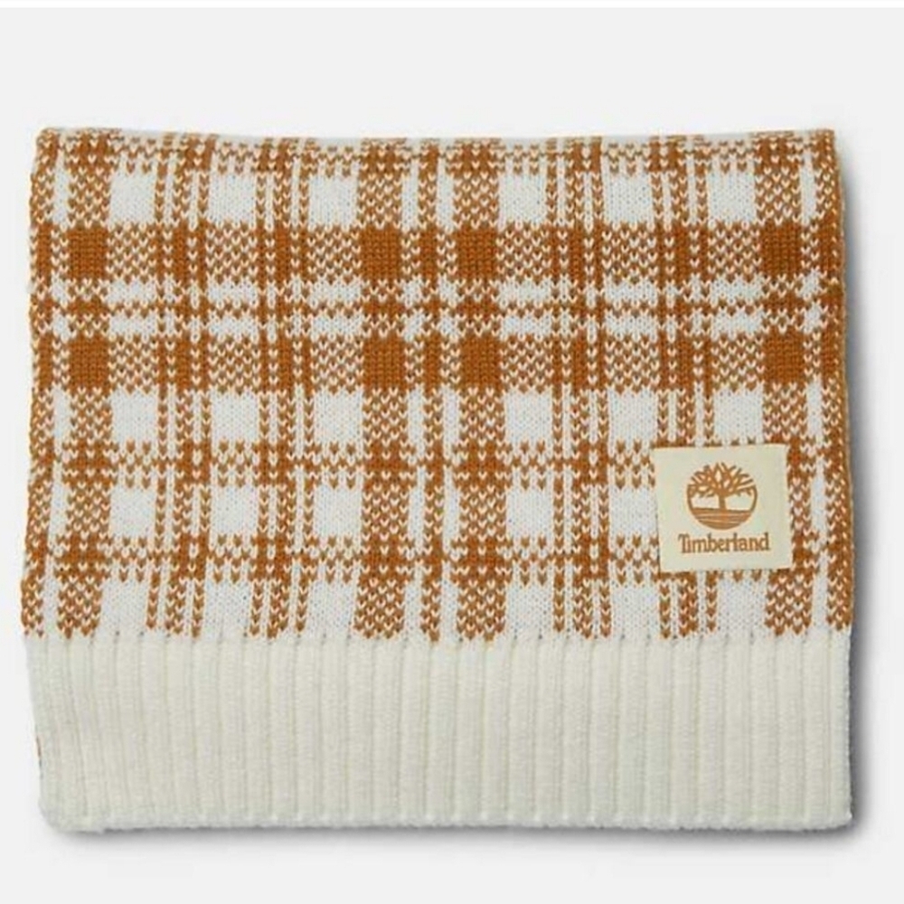 NWT Timberland Cream and Tan Plaid Scarf - Picture 7 of 8